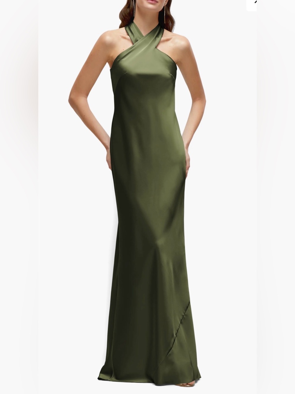 After Six Bias Cut Satin Halter Dress, Small